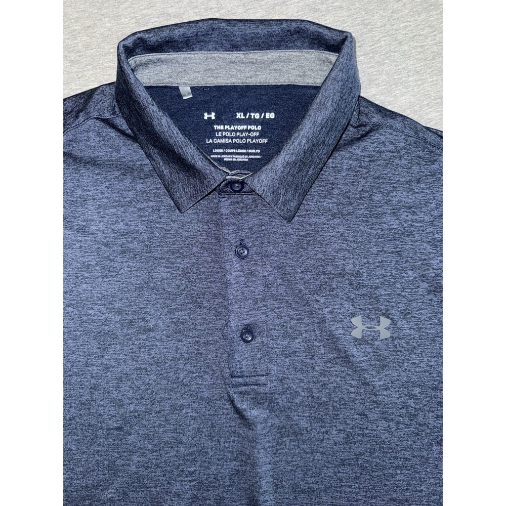 Under Armour Playoff Polo Shirt Men's Size XL Blue Heather Performance Golf